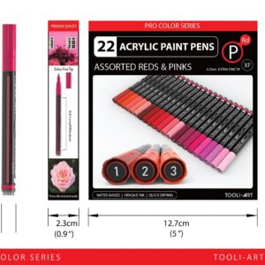 TOOLI-ART 22 Assorteret rød Pro Color Series specialmarkørsæt (0.7mm EKSTRA FIN) - Billede 2