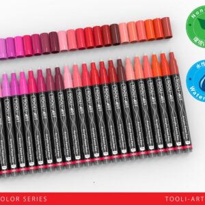 TOOLI-ART 22 Assorteret rød Pro Color Series specialmarkørsæt (0.7mm EKSTRA FIN) - Billede 5