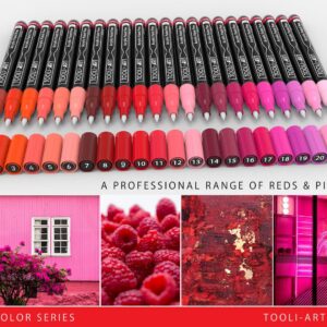TOOLI-ART 22 Assorteret rød Pro Color Series specialmarkørsæt (0.7mm EKSTRA FIN) - Billede 6