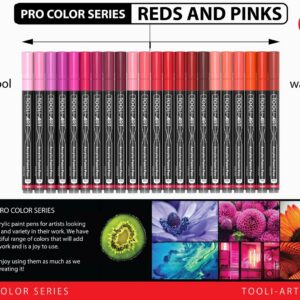TOOLI-ART 22 Assorteret rød Pro Color Series specialmarkørsæt (0.7mm EKSTRA FIN) - Billede 7