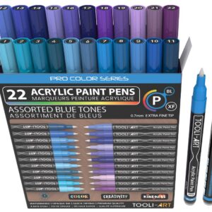 TOOLI-ART 22 Verschiedene Blautöne Pro Color Serie Spezialmarker-Set (0,7 mm EXTRA FEIN)