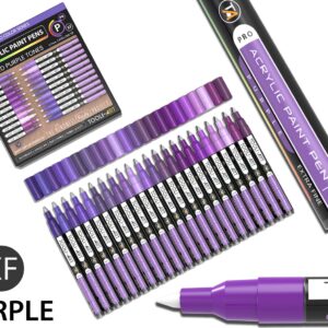 TOOLI-ART 22 Assorted Purple Tones Pro Color Series Specialty Markers Set (0.7mm EXTRA FINE)